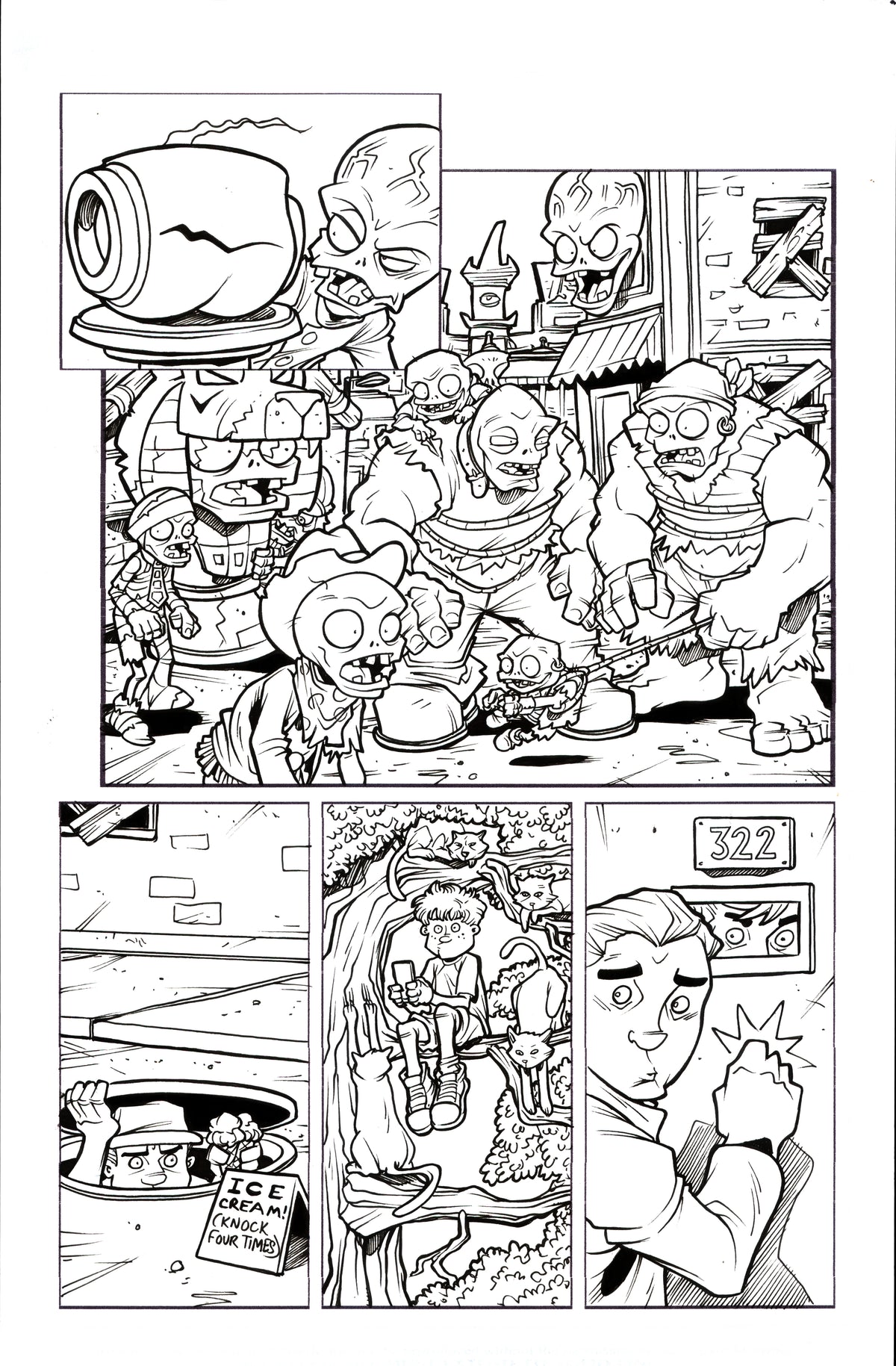 Plants vs. Zombies Garden Warfare Vol. 2 page 16 original comic art by Tim Lattie, Dark Horse