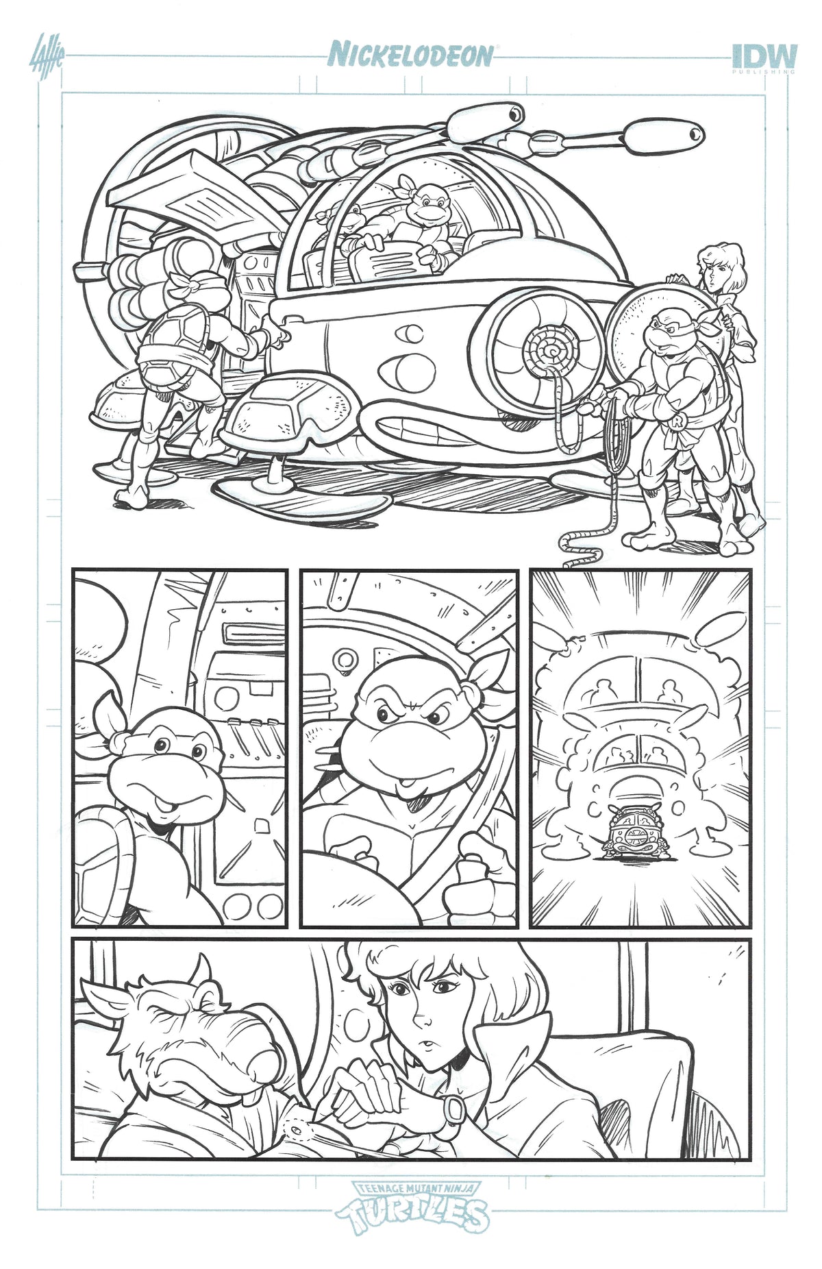 TMNT Saturday Morning Adventures #4 page 6 original comic art by Tim Lattie