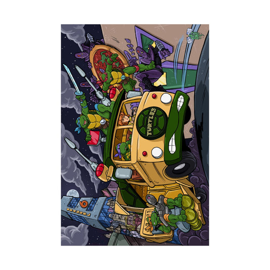 AU Retro Cartoon Turtle Heroes Action Lattie Art