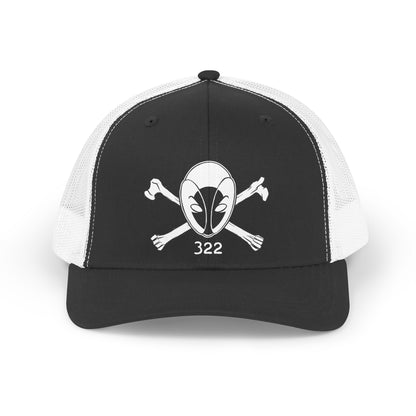 Retro Trucker Hat — Alien Skull Crossbones 322 TIME KIDS Embroidered Mesh Cap