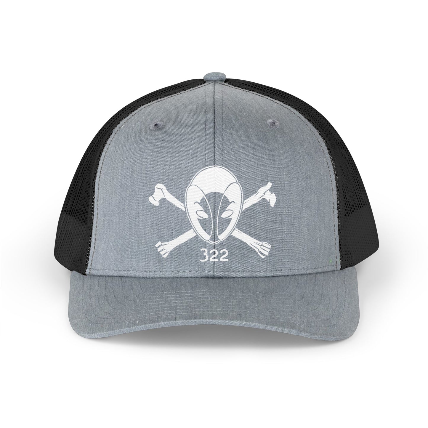 Retro Trucker Hat — Alien Skull Crossbones 322 TIME KIDS Embroidered Mesh Cap