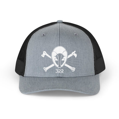 Retro Trucker Hat — Alien Skull Crossbones 322 TIME KIDS Embroidered Mesh Cap