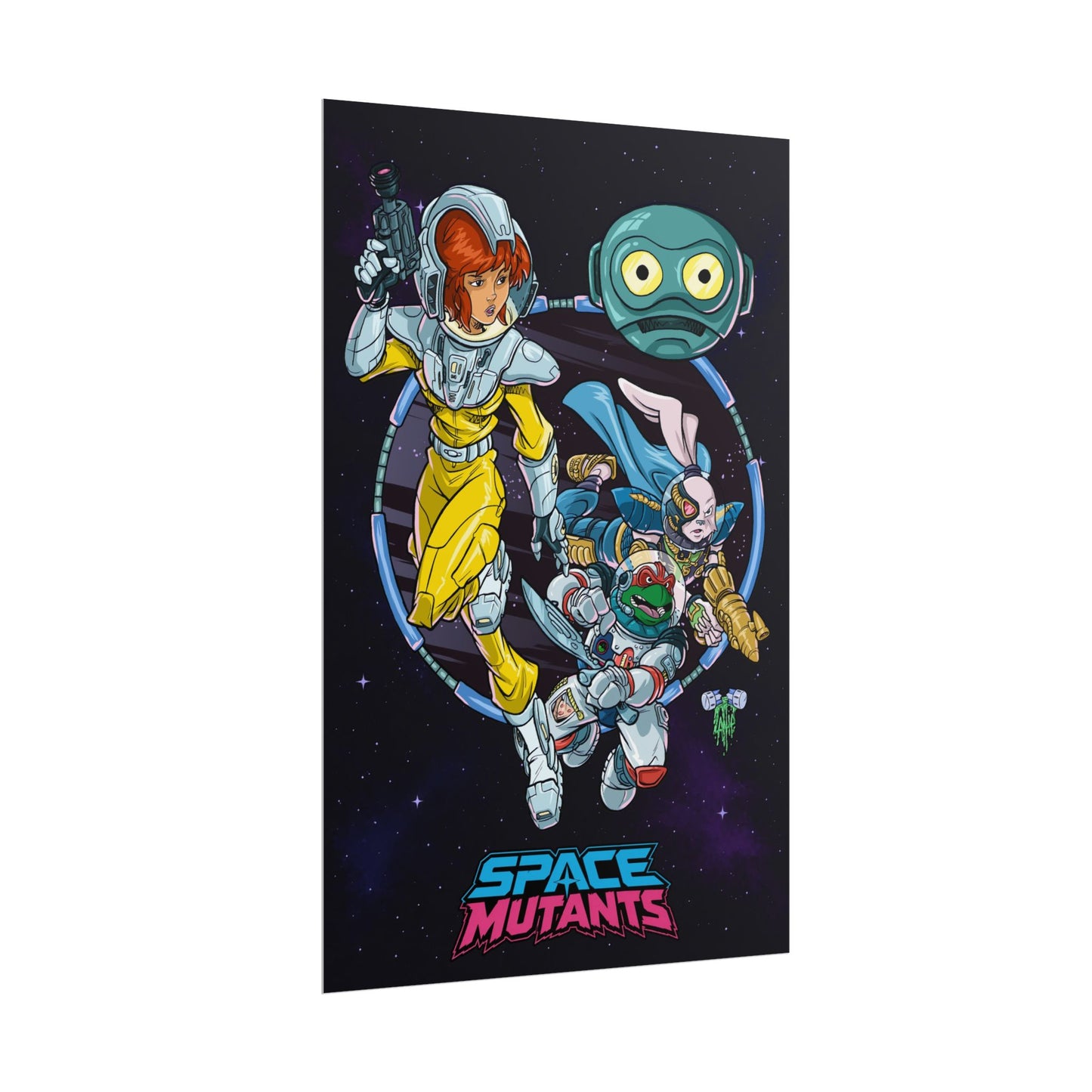 Teenage Mutant Ninja Turtles Retro Action Poster — Rolled Art Print (Ninja Team Collage)