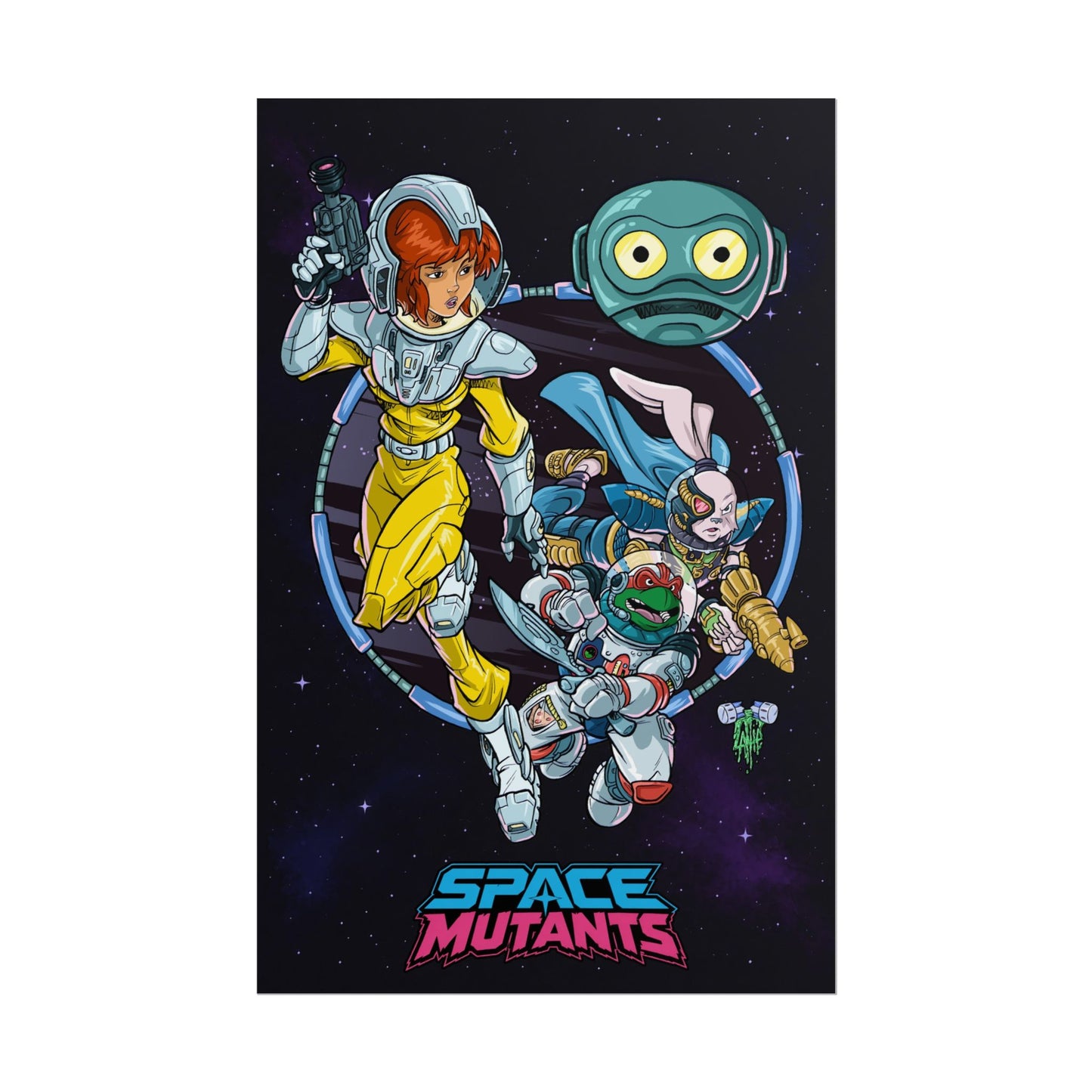 Teenage Mutant Ninja Turtles Retro Action Poster — Rolled Art Print (Ninja Team Collage)