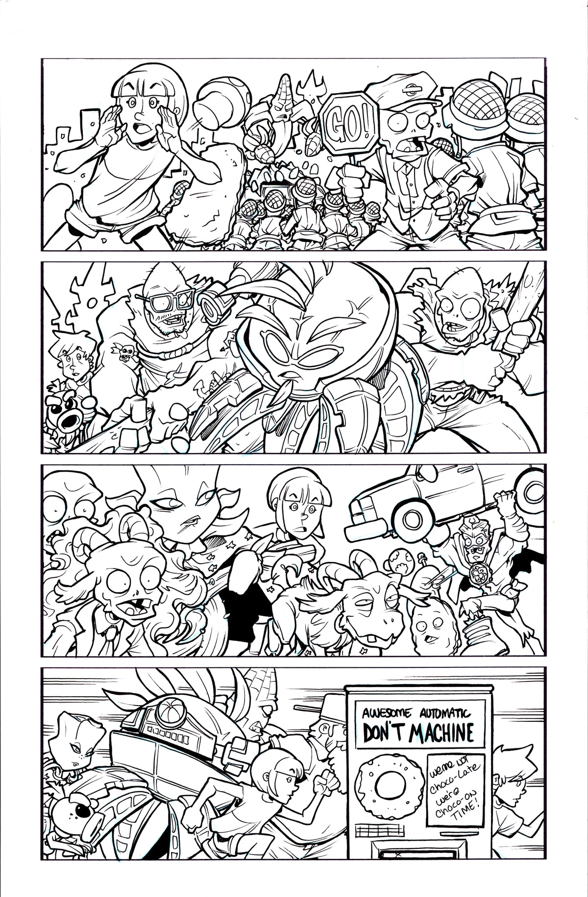Plants vs. Zombies Garden Warfare Vol. 2 page 45 original comic art by Tim Lattie, Dark Horse